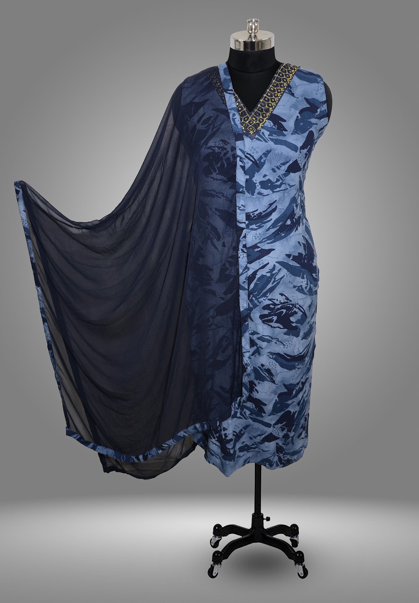 KURTA WITH PANT AND DUPPATA WITH BLUE COLOR