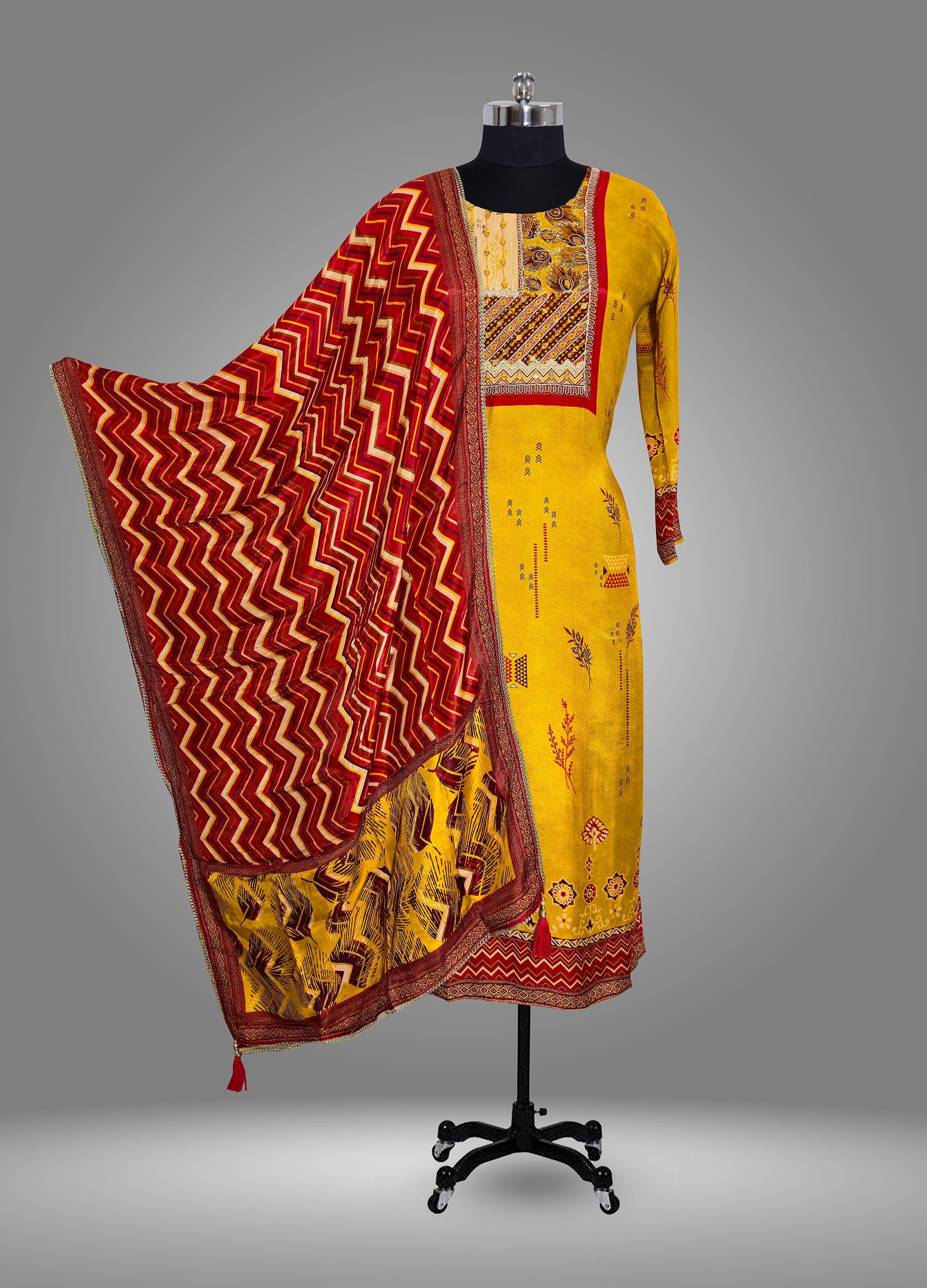 KURTA WITH PANT AND DUPPATA WITH YELLOW