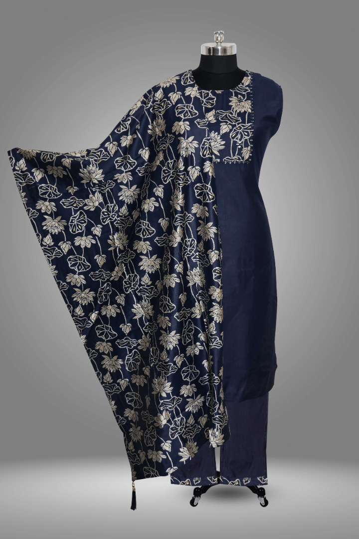 KURTA WITH PANT AND DUPPATA  WITH D. Blue COLOR Rayon