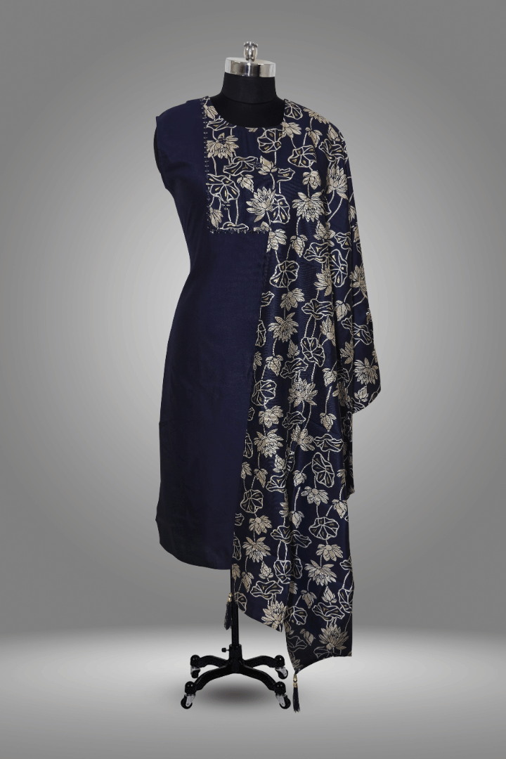 KURTA WITH PANT AND DUPPATA  WITH D. Blue COLOR Rayon