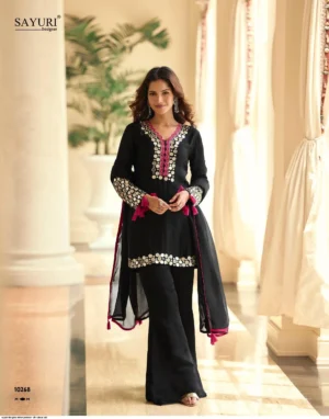 Premium Silk Palazzo Suit Set with Original Hand Mirror Embroidery