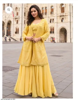 Elegant Indo-Western Premium Real Georgette Party Wear Set